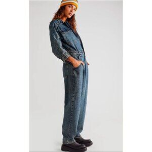 Free People We The Free Sammie Denim Coverall Blue Size XS